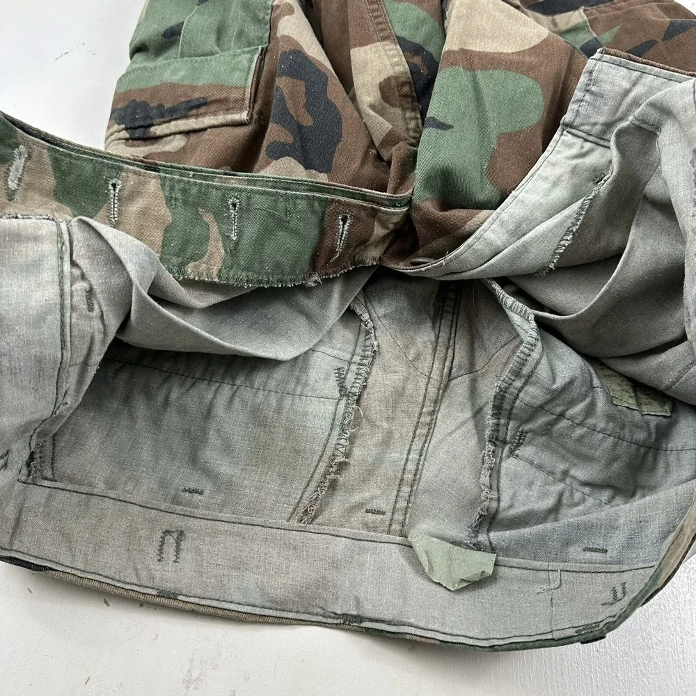 VTG Military Pants Mens Small Short Trousers‎ Woodland Cargo Camo Marines 30x30